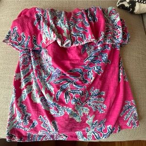 Strapless Lilly Pulitzer stretchy flutter top, size L